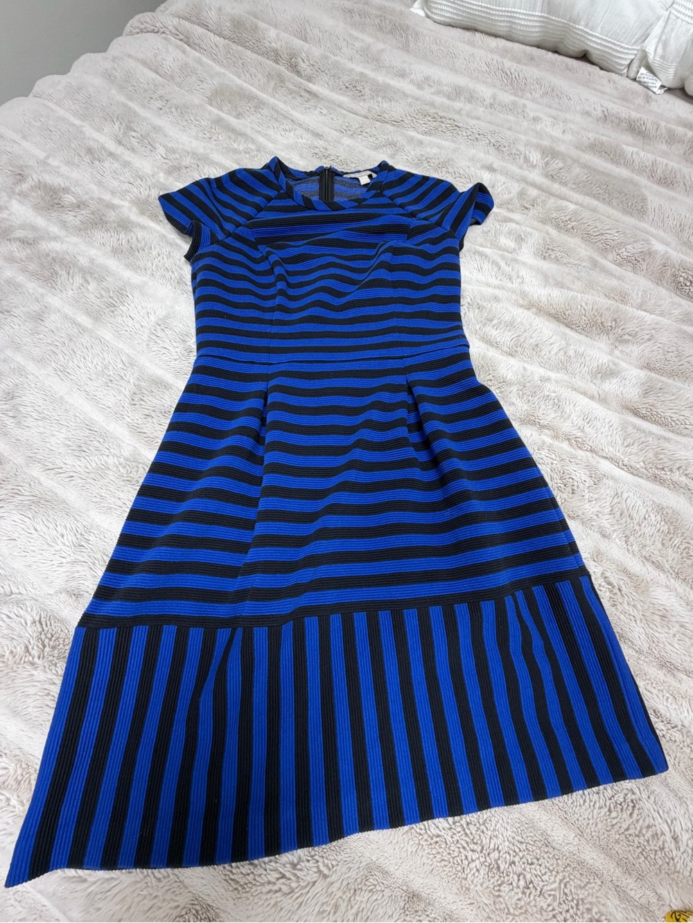 Banana Republic Blue Black Striped Fit & Flare Dress Size 6